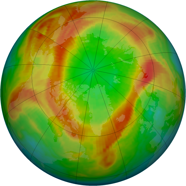 Arctic ozone map for 11 March 1990